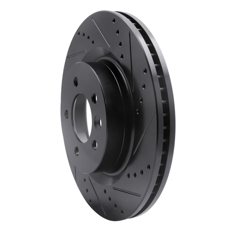 R1 05-09 Land Rover LR3 Front Right Drilled & Slotted Black Brake Rotor