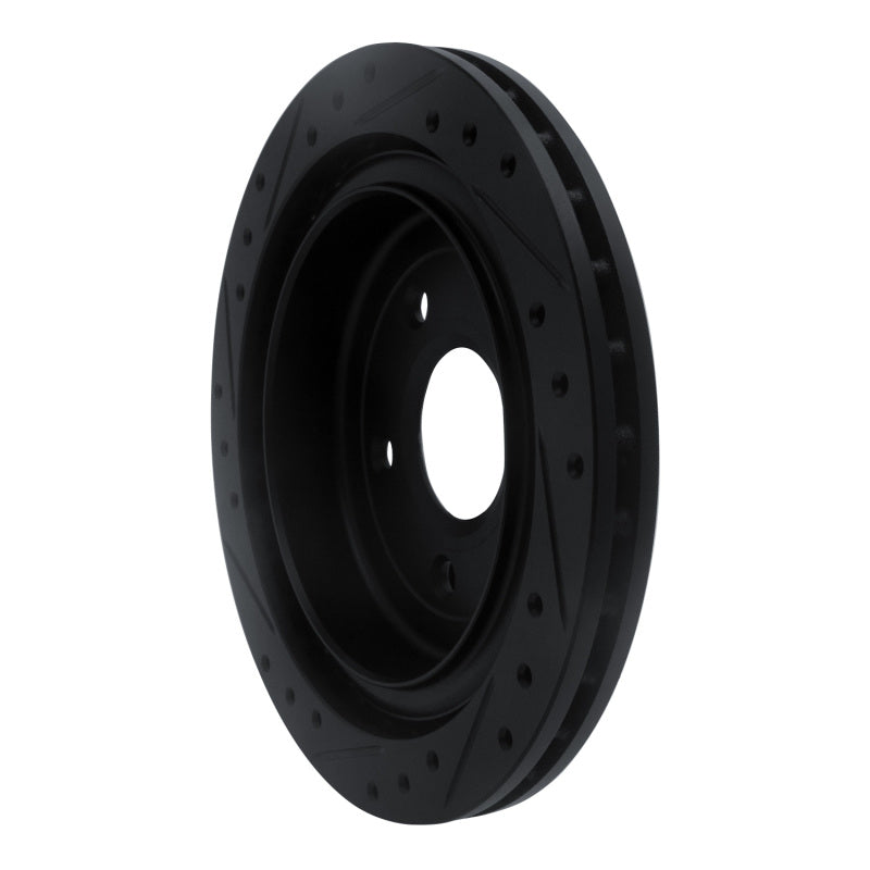 R1 97-13 Cadillac XLR Rear Right Drilled & Slotted Black Brake Rotor