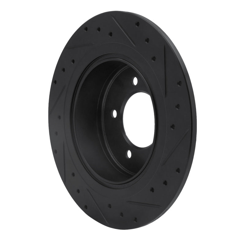 R1 07-17 Chrysler 200 Rear Left Drilled & Slotted Black Brake Rotor