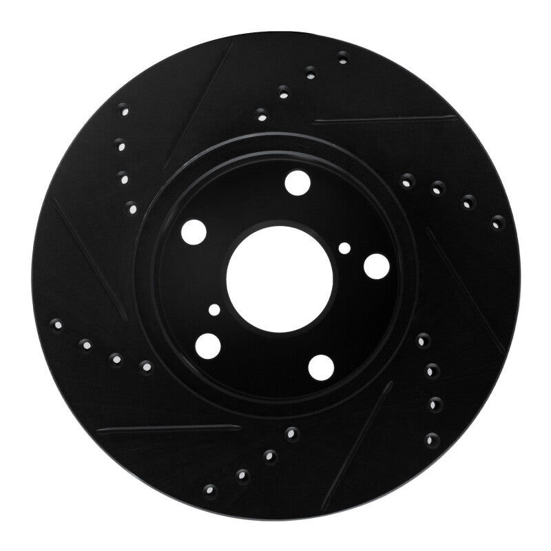 R1 01-05 Toyota RAV4 Front Right Drilled & Slotted Black Brake Rotor