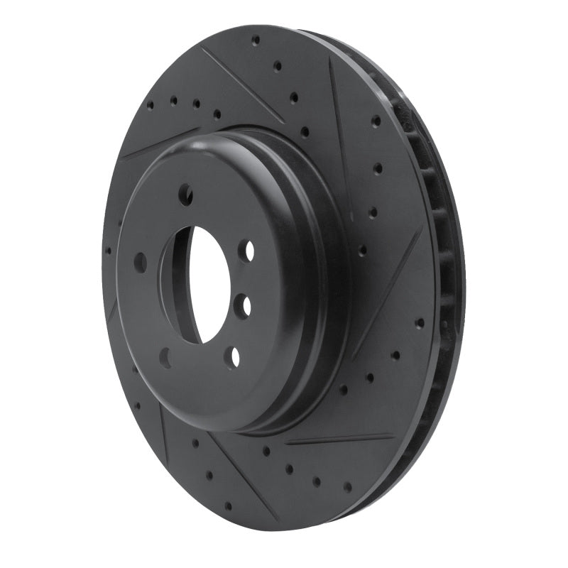 R1 11-16 BMW Z4 Front Right Drilled & Slotted Black Brake Rotor
