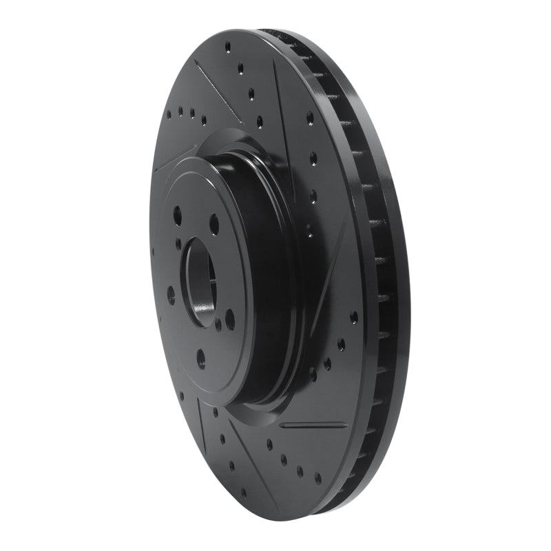 R1 05-18 Subaru Forester Front Right Drilled & Slotted Black Brake Rotor