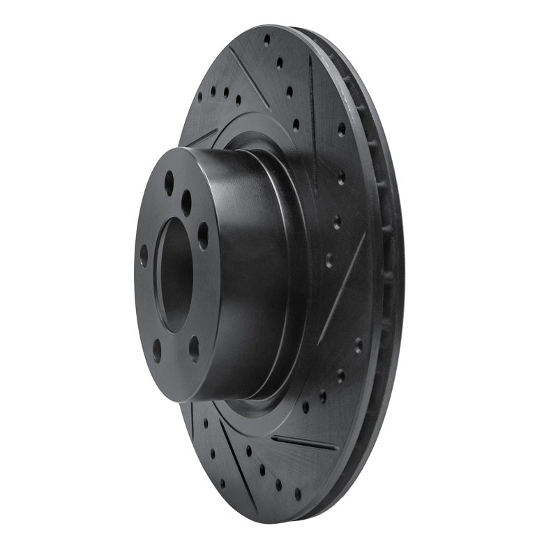 R1 11-18 BMW X3 Rear Right Drilled & Slotted Black Brake Rotor