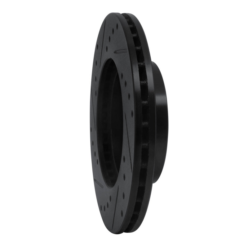 R1 90-91 Audi 90 Quattro Front Right Drilled & Slotted Black Brake Rotor