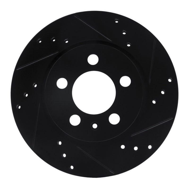 R1 00-06 Audi TT Quattro Rear Right Drilled & Slotted Black Brake Rotor