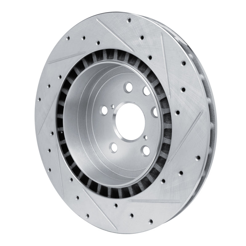 R1 08-14 Lexus IS F Rear Left Drilled & Slotted Silver Brake Rotor