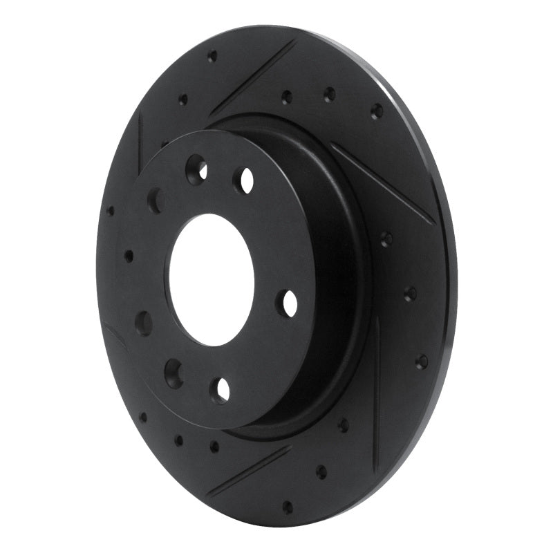 R1 14-25 Mazda 3 Rear Left Drilled & Slotted Black Brake Rotor