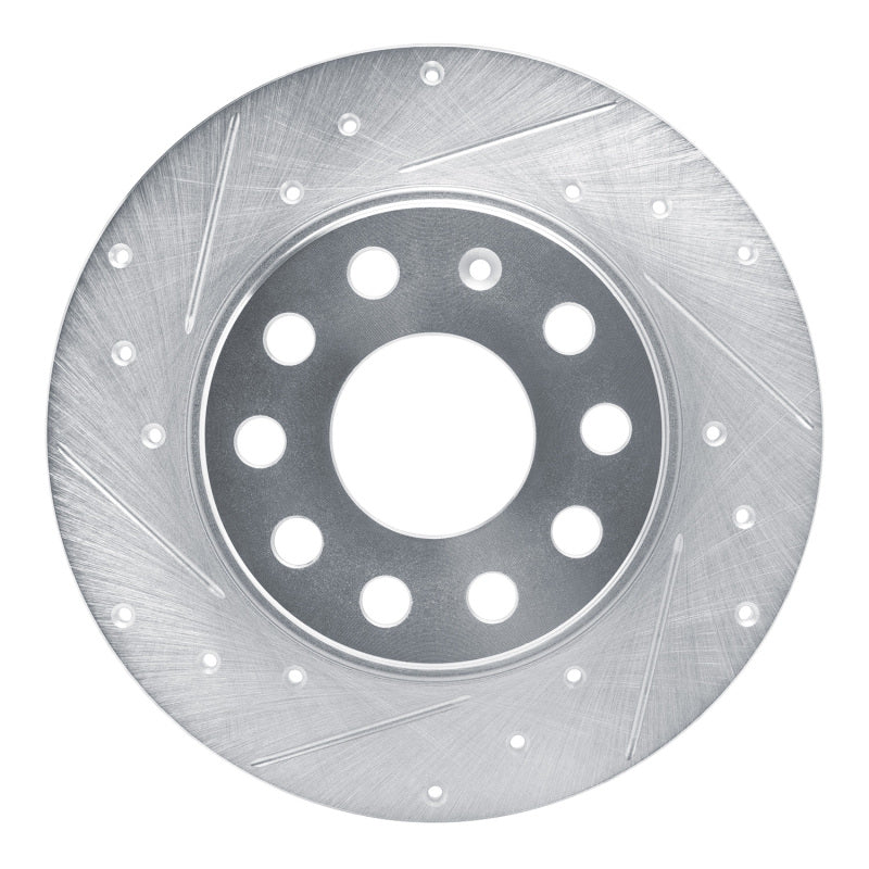 R1 17-25 Audi Q2 (Mexico) Rear Left Drilled & Slotted Silver Brake Rotor