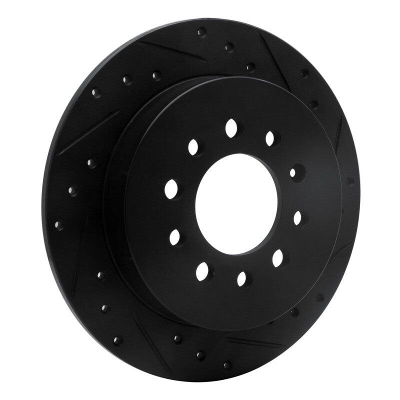 R1 07-08 Hyundai Tiburon Rear Right Drilled & Slotted Black Brake Rotor