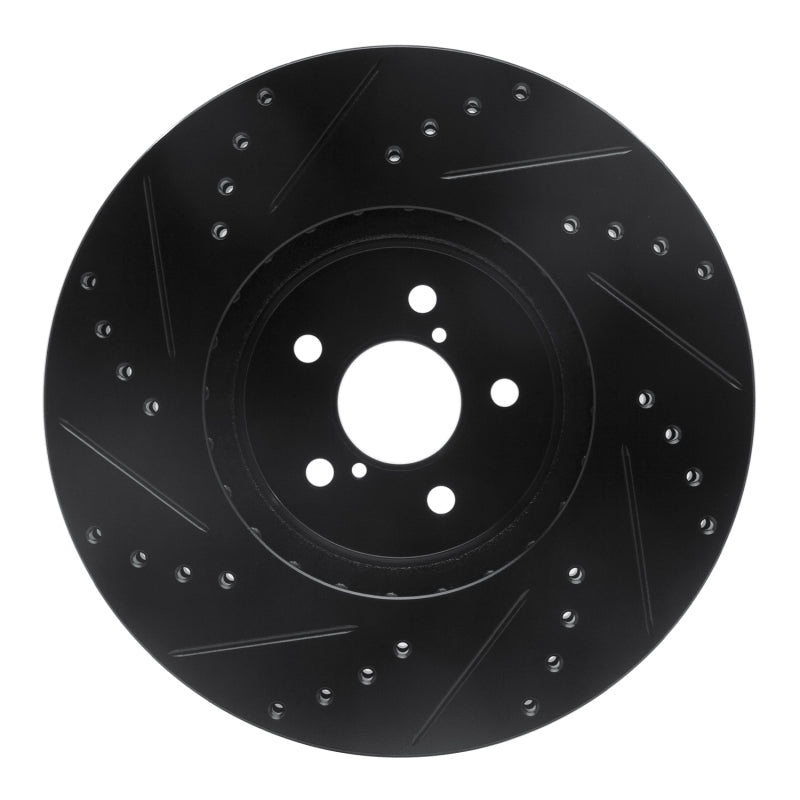 R1 05-18 Subaru Forester Front Right Drilled & Slotted Black Brake Rotor