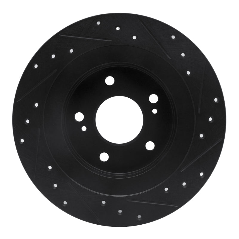 R1 1984-1988 Nissan 200SX Rear Left Drilled & Slotted Black Brake Rotor