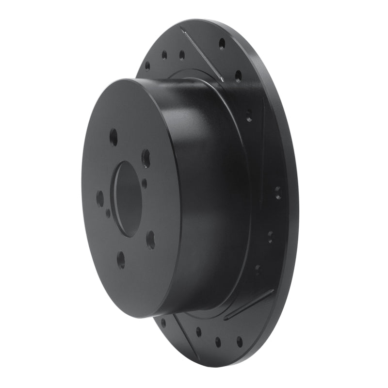 R1 05-09 Subaru Legacy Rear Right Drilled & Slotted Black Brake Rotor