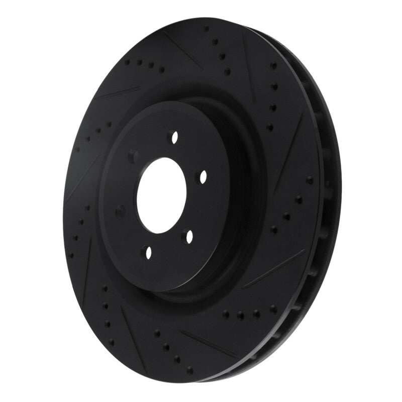 R1 03-17 Dodge Viper Rear Right Drilled & Slotted Black Brake Rotor
