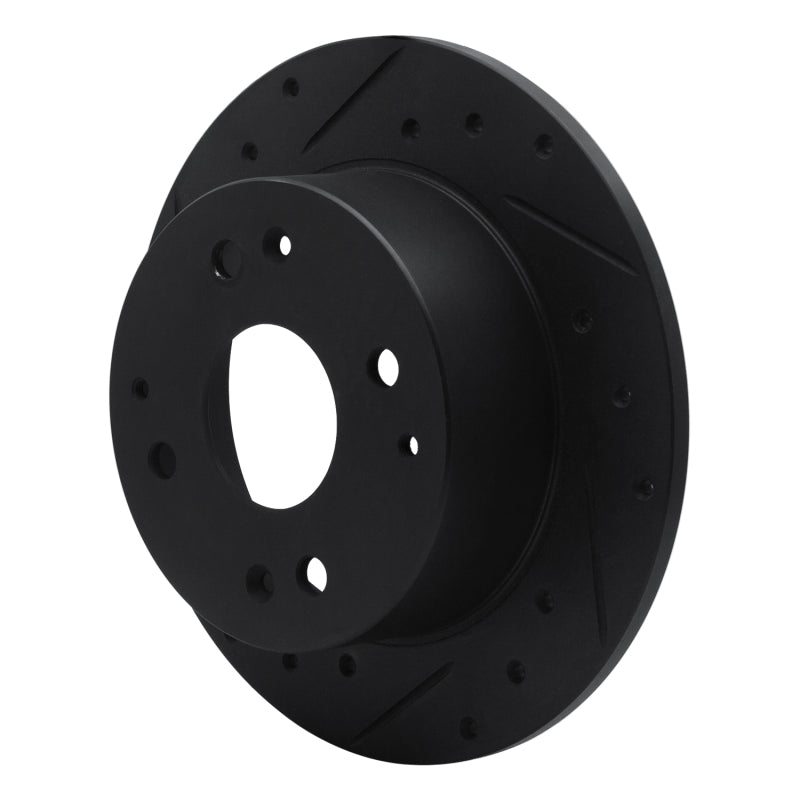 R1 95-98 Acura TL Rear Left Drilled & Slotted Black Brake Rotor