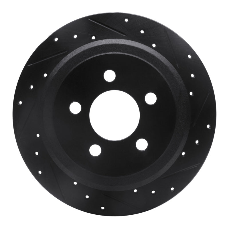 R1 07-12 Dodge Nitro Rear Right Drilled & Slotted Black Brake Rotor