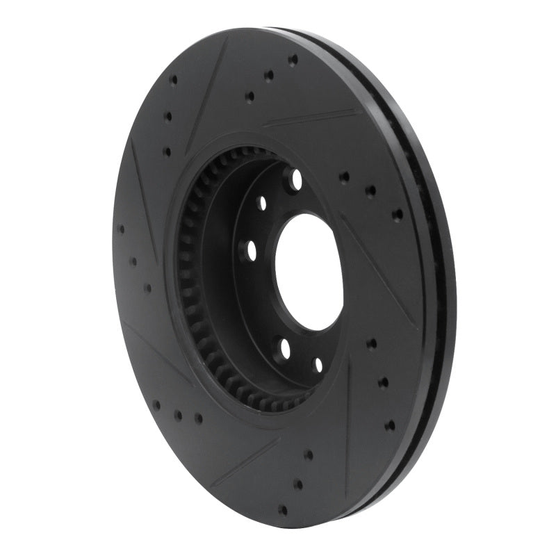 R1 06-13 Ford Fusion Front Right Drilled & Slotted Black Brake Rotor