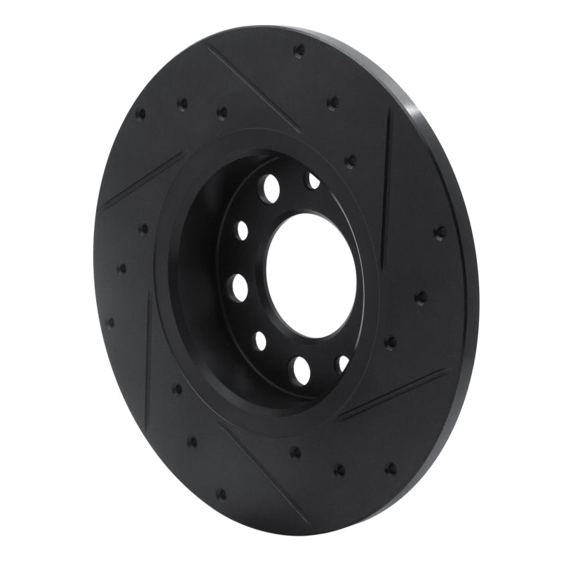 R1 15-25 Alfa Romeo Tonale Rear Left Drilled & Slotted Black Brake Rotor