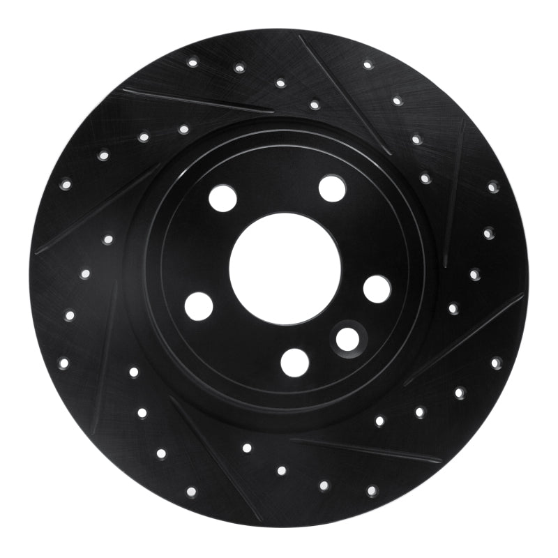 R1 15-20 Jaguar E-Pace Rear Right Drilled & Slotted Black Brake Rotor