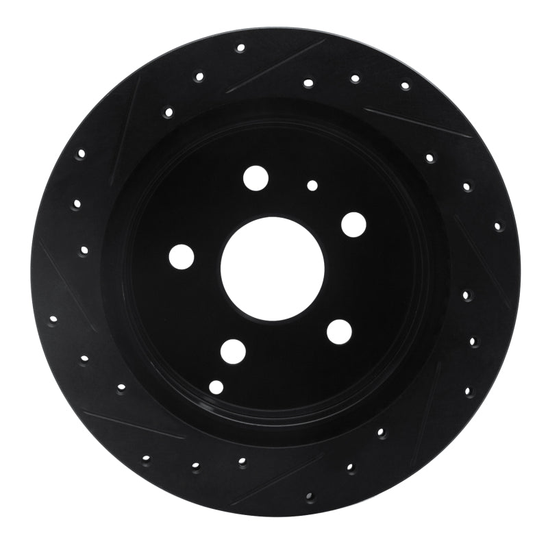 R1 10-17 Chevrolet Equinox Rear Right Drilled & Slotted Black Brake Rotor