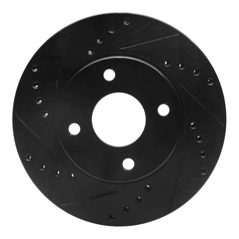 R1 1995-2004 Ford CONTOUR Front Left Drilled & Slotted Black Brake Rotor