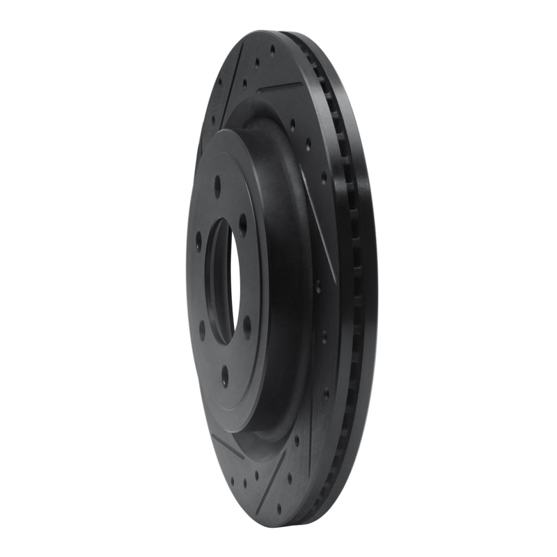 R1 21-25 Ford F-150 4WD Rear Left Drilled & Slotted Black Brake Rotor