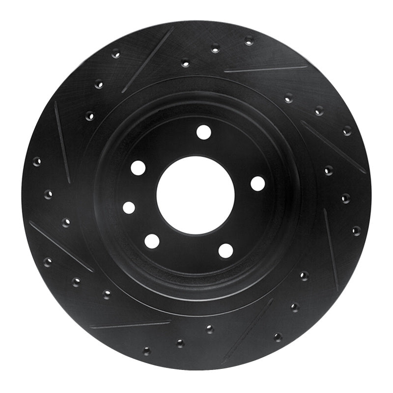 R1 95-06 Jaguar XJR Rear Right Drilled & Slotted Black Brake Rotor