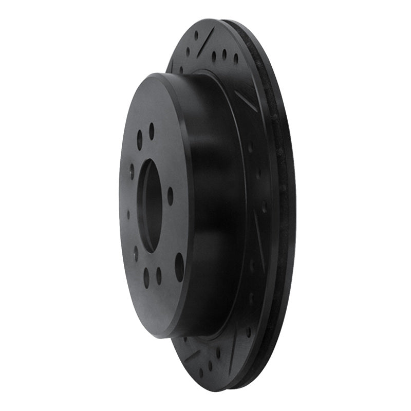R1 92-06 Mazda 929 Rear Left Drilled & Slotted Black Brake Rotor