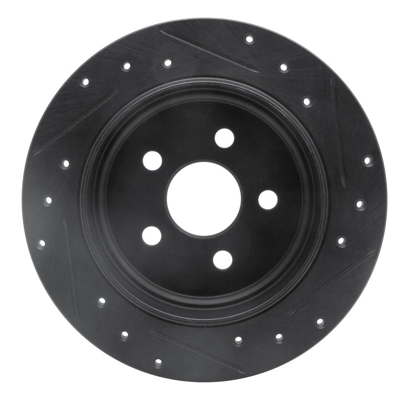R1 03-10 Chrysler PT Cruiser Rear Left Drilled & Slotted Black Brake Rotor