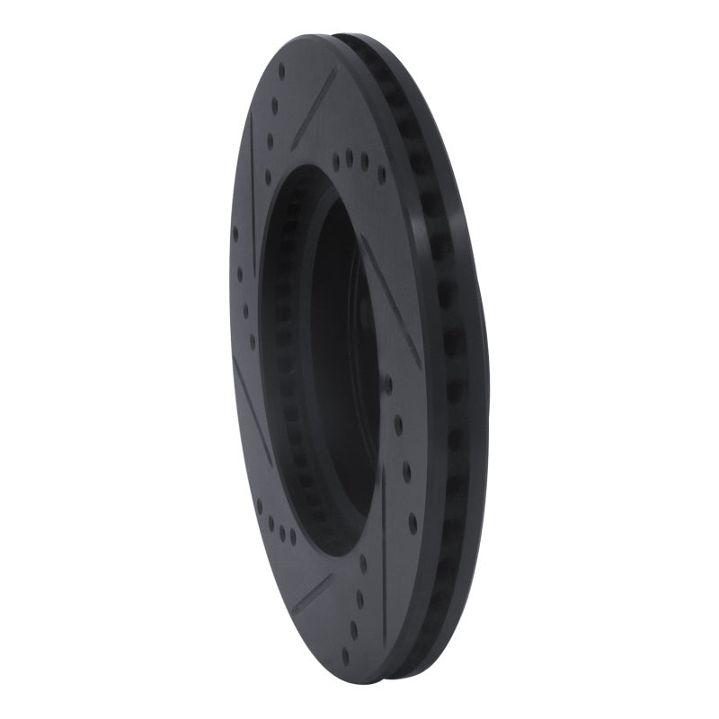 R1 06-19 Scion IQ Front Right Drilled & Slotted Black Brake Rotor