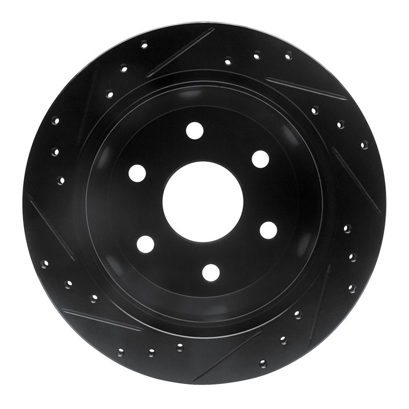 R1 99-07 Chevrolet Suburban 1500 Rear Right Drilled & Slotted Black Brake Rotor