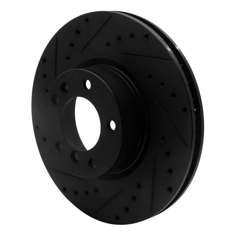 R1 93-97 BMW 850CI Front Left Drilled & Slotted Black Brake Rotor