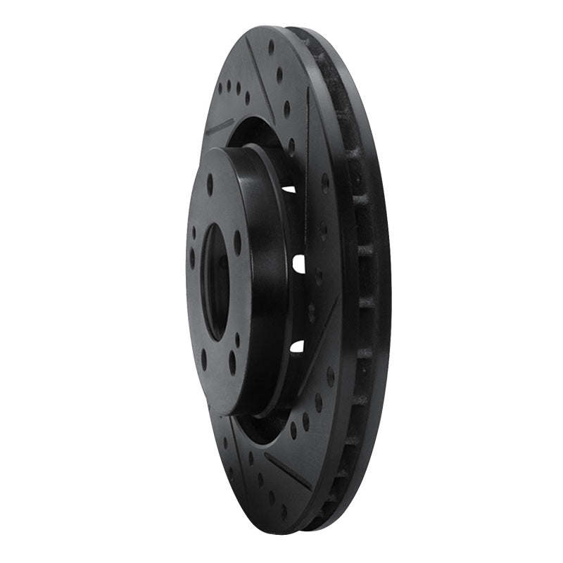 R1 05-22 Mitsubishi Outlander PHEV Front Right Drilled & Slotted Black Brake Rotor