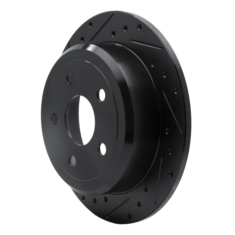 R1 07-18 Jeep Wrangler Rear Left Drilled & Slotted Black Brake Rotor