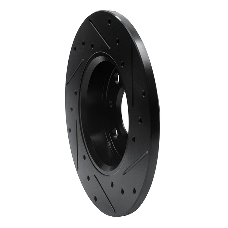 R1 2009-2019 Fiat 500 (Mexico) Rear Left Drilled & Slotted Black Brake Rotor