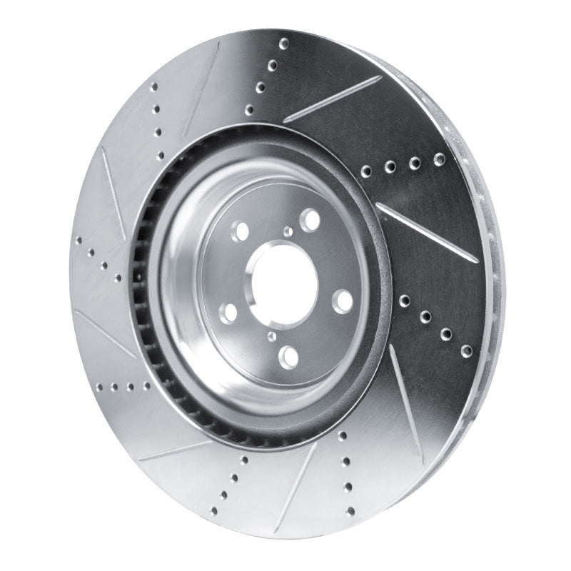 R1 15-22 Lexus RC F Right Front Drilled & Slotted Silver Brake Rotor