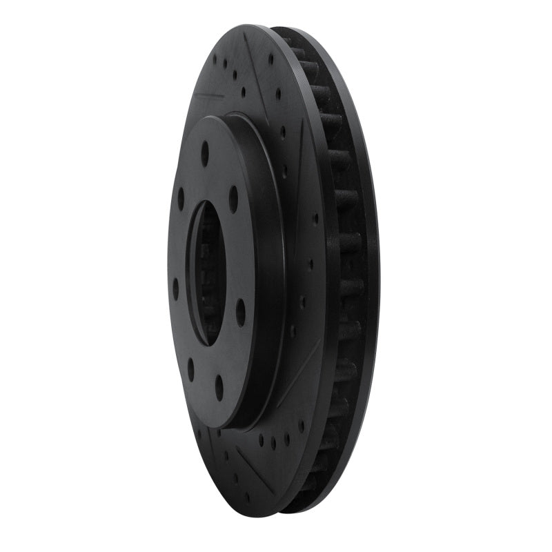 R1 97-04 Ford F-150 4WD Front Right Drilled & Slotted Black Brake Rotor
