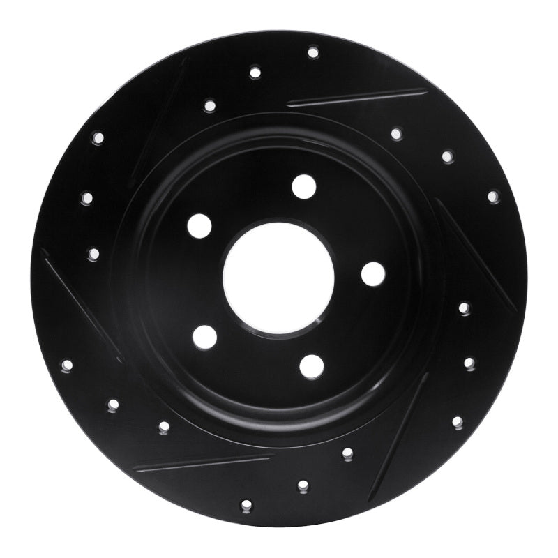 R1 12-18 Ford Focus Rear Right Drilled & Slotted Black Brake Rotor
