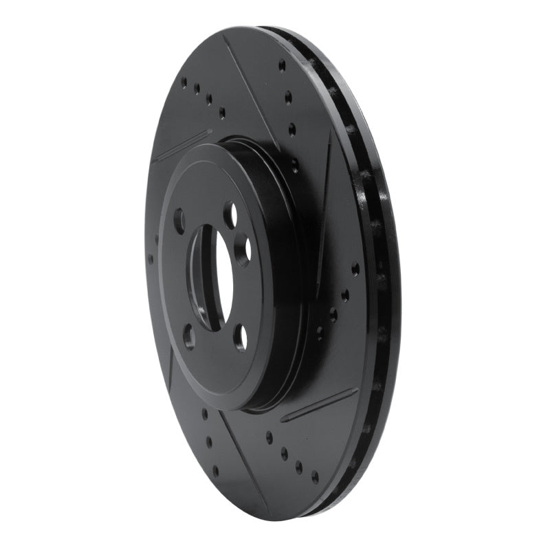 R1 07-15 Mini Cooper (Excl Clubman) Front Right Drilled & Slotted Black Brake Rotor