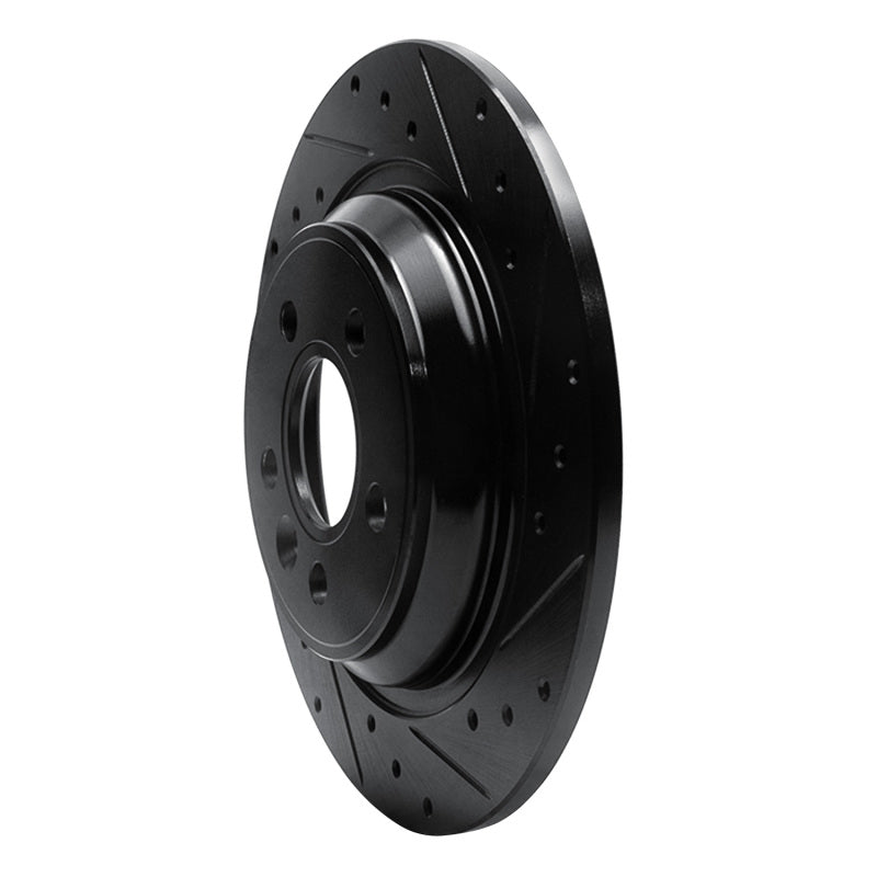R1 07-18 Volvo S60 Cross Country Rear Right Drilled & Slotted Black Brake Rotor