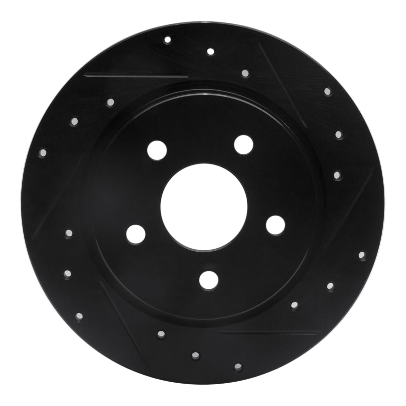 R1 20-25 Chrysler Pacifica Rear Right Drilled & Slotted Black Brake Rotor
