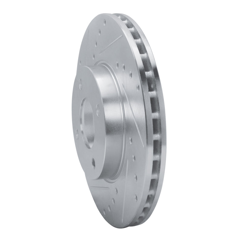 R1 17-25 Nissan Versa Front Left Drilled & Slotted Silver Brake Rotor