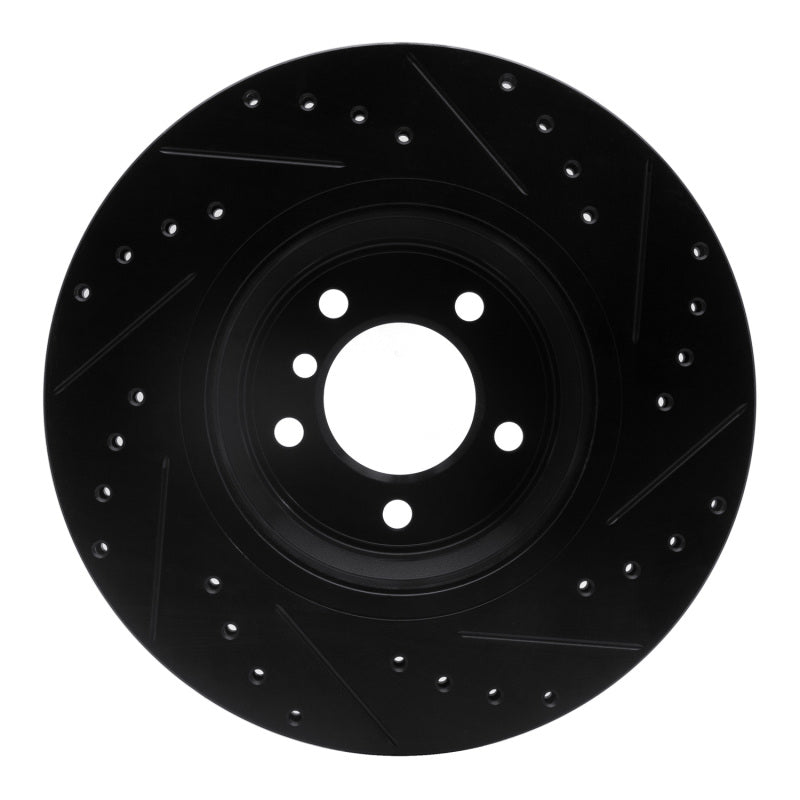 R1 07-15 BMW 335I xDrive Front Left Drilled & Slotted Black Brake Rotor