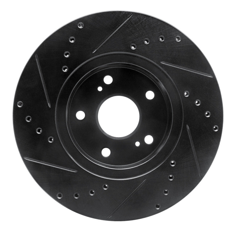 R1 10-13 Suzuki Kizashi Front Right Drilled & Slotted Black Brake Rotor