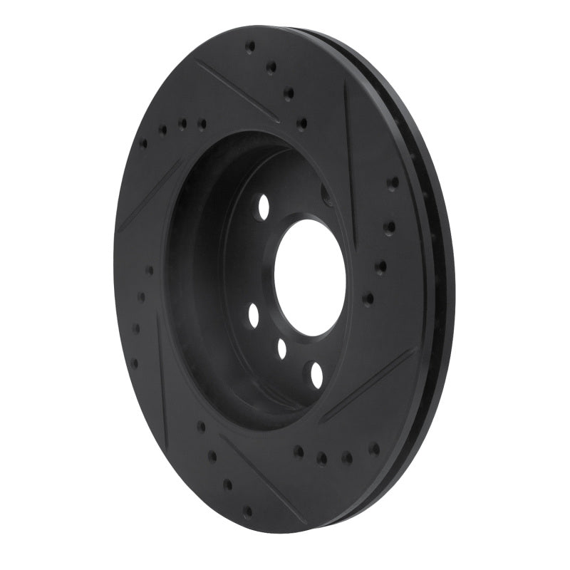R1 14-24 Mini Cooper (Excl Clubman) Front Left Drilled & Slotted Black Brake Rotor