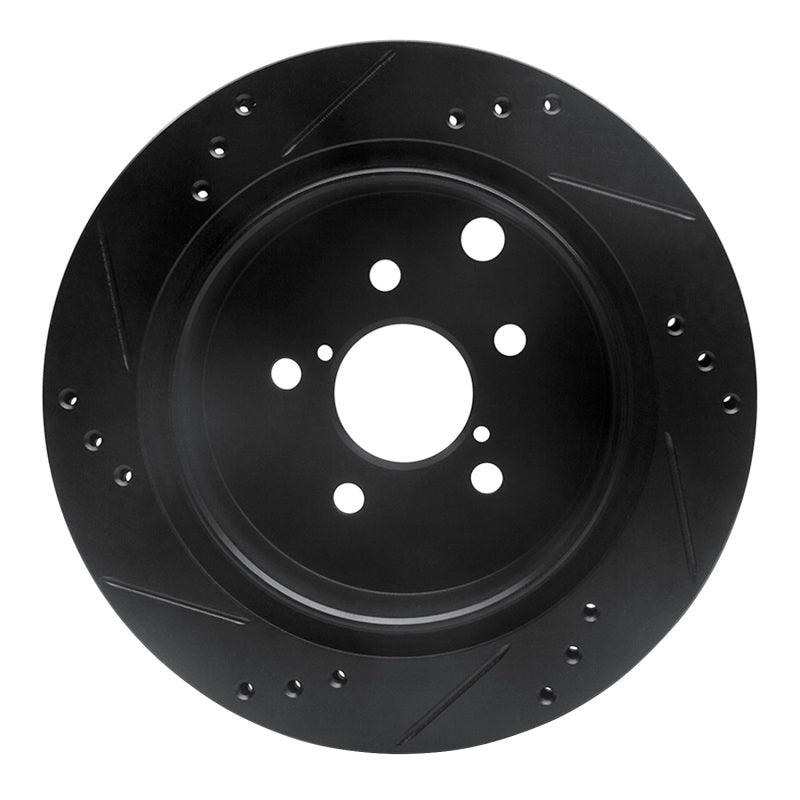 R1 14-18 Subaru Forester Rear Right Drilled & Slotted Black Brake Rotor