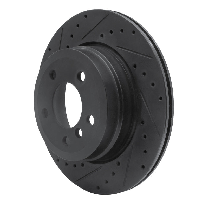 R1 07-19 BMW X5 Rear Left Drilled & Slotted Black Brake Rotor