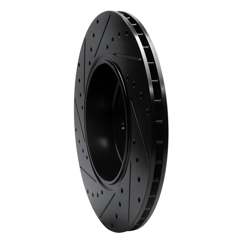 R1 04-10 BMW 650I Convertible Rear Right Drilled & Slotted Black Brake Rotor
