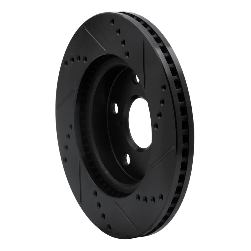 R1 06-18 Lexus HS250H Front Left Drilled & Slotted Black Brake Rotor