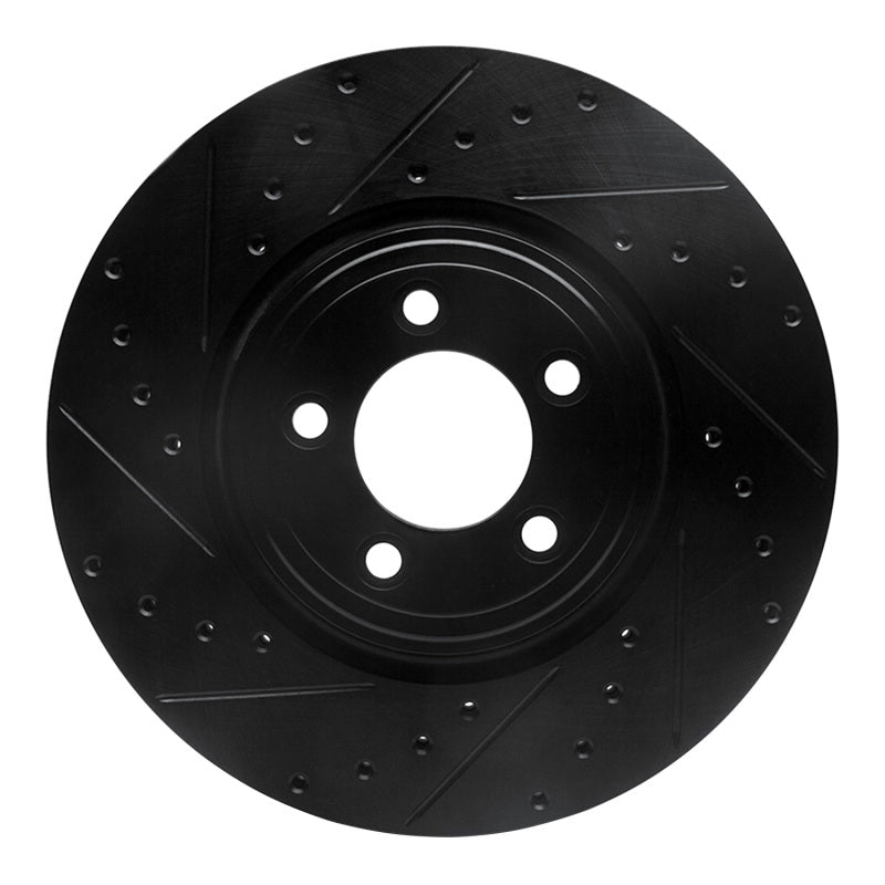 R1 06-10 Jaguar XK Front Left Drilled & Slotted Black Brake Rotor