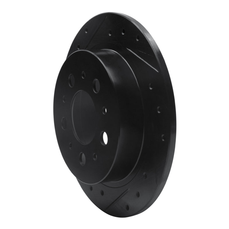 R1 95-97 Volvo 960 Rear Left Drilled & Slotted Black Brake Rotor